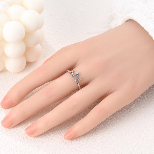 925 Sterling Silver Star Moon Closed Ring