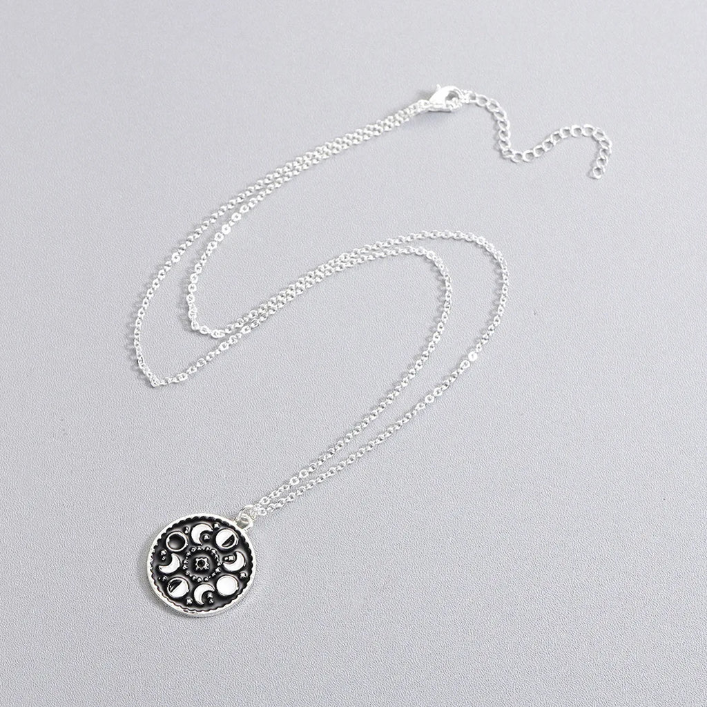 Black Enamel Moon Phase Necklace