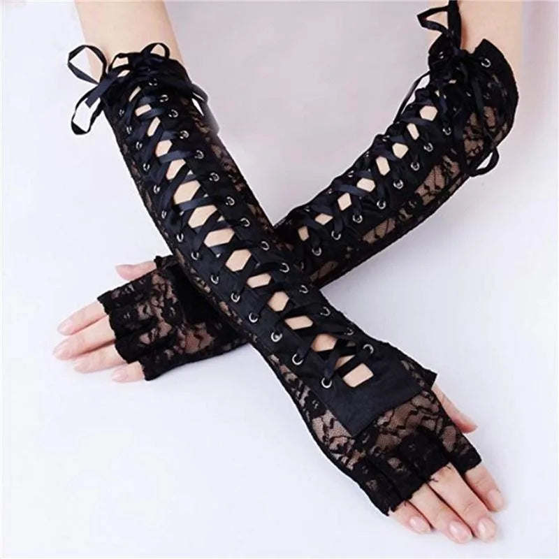 Women's Steampunk Gothic Long Gloves