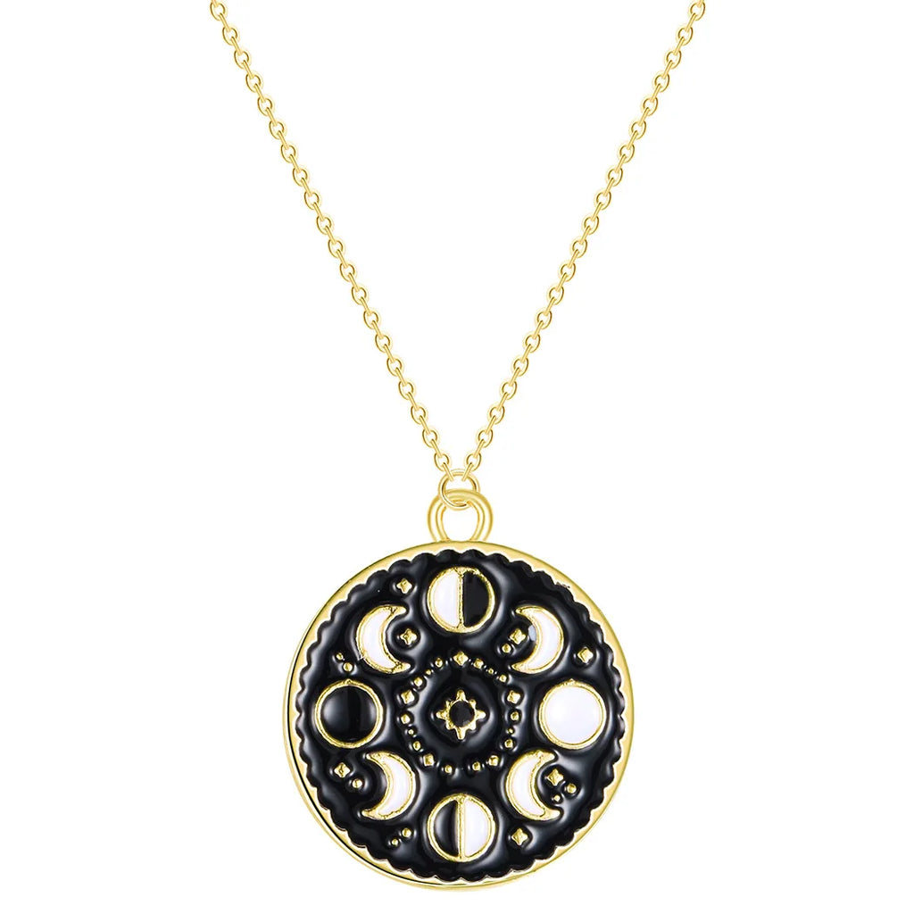 Black Enamel Moon Phase Necklace