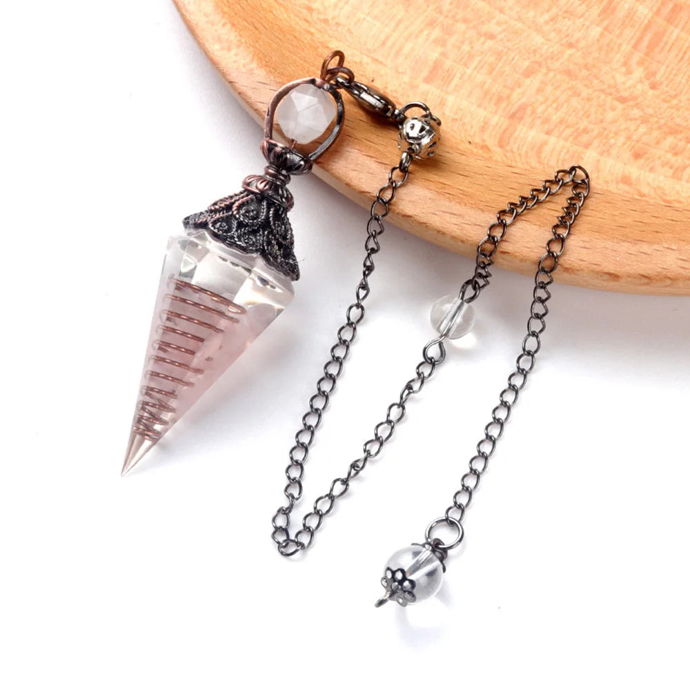 Natural Stone Crystal Pendulum Necklaces