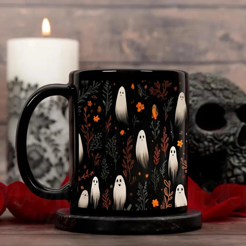 Halloween White Ghost Pattern Ceramic Mug