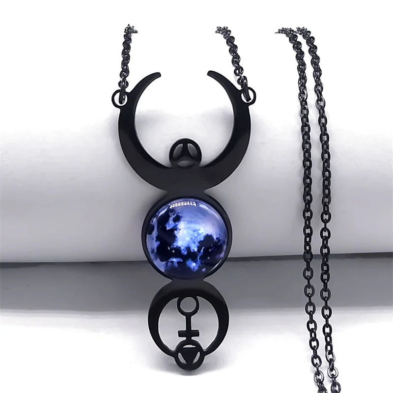 Witch Triple Moon Goddess Necklace