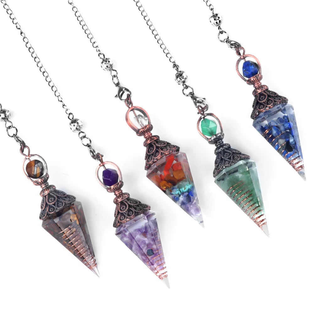 Natural Stone Crystal Pendulum Necklaces