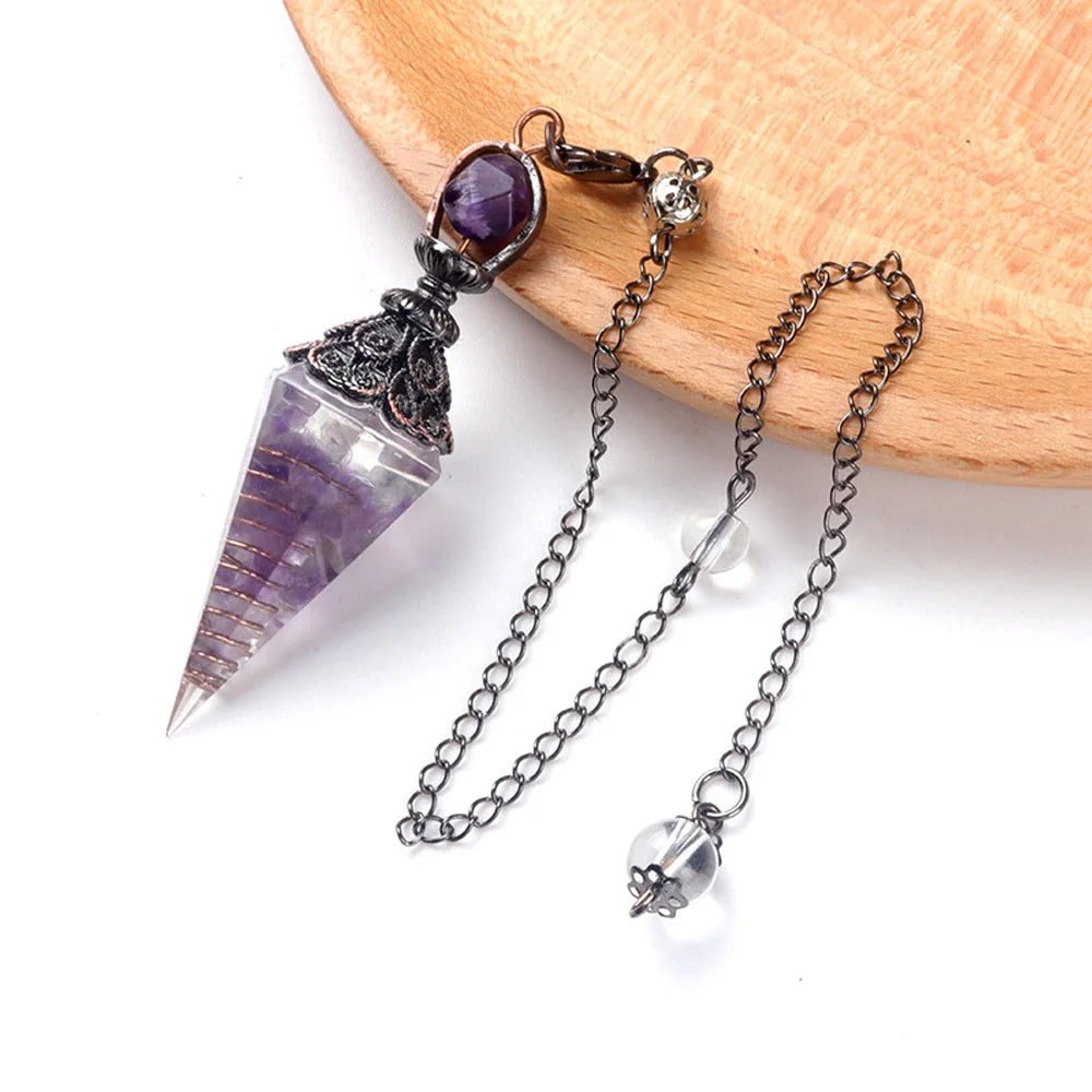 Natural Stone Crystal Pendulum Necklaces