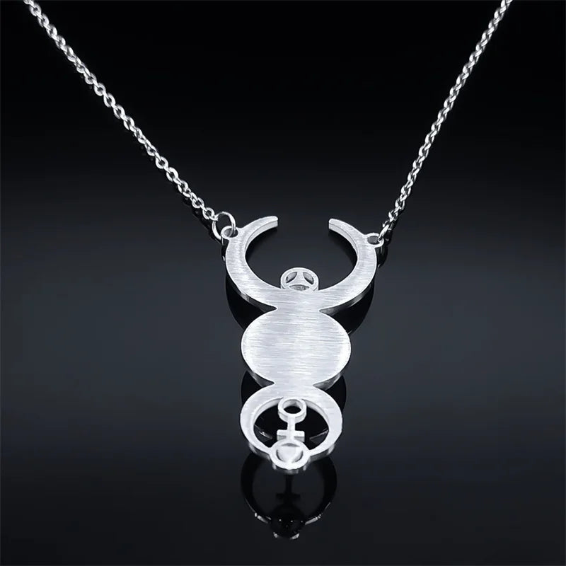 Witch Triple Moon Goddess Necklace