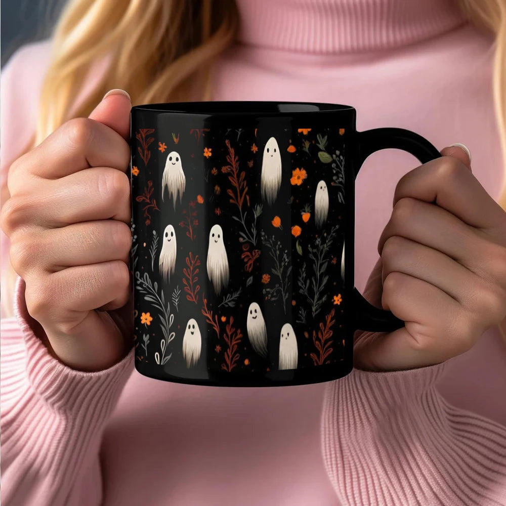 Halloween White Ghost Pattern Ceramic Mug