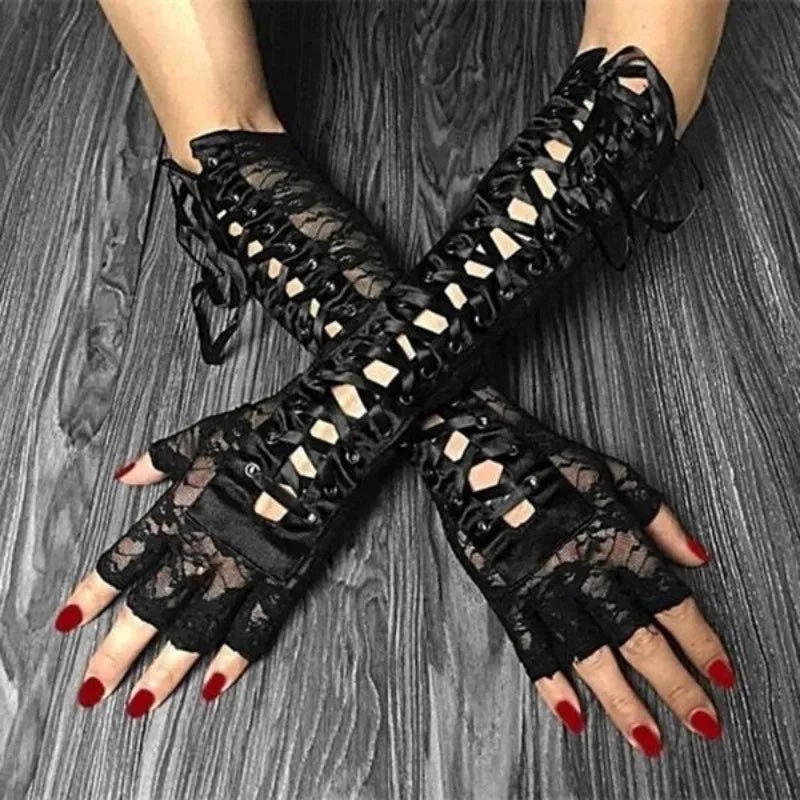 Women's Steampunk Gothic Long Gloves