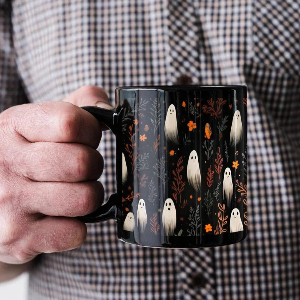 Halloween White Ghost Pattern Ceramic Mug