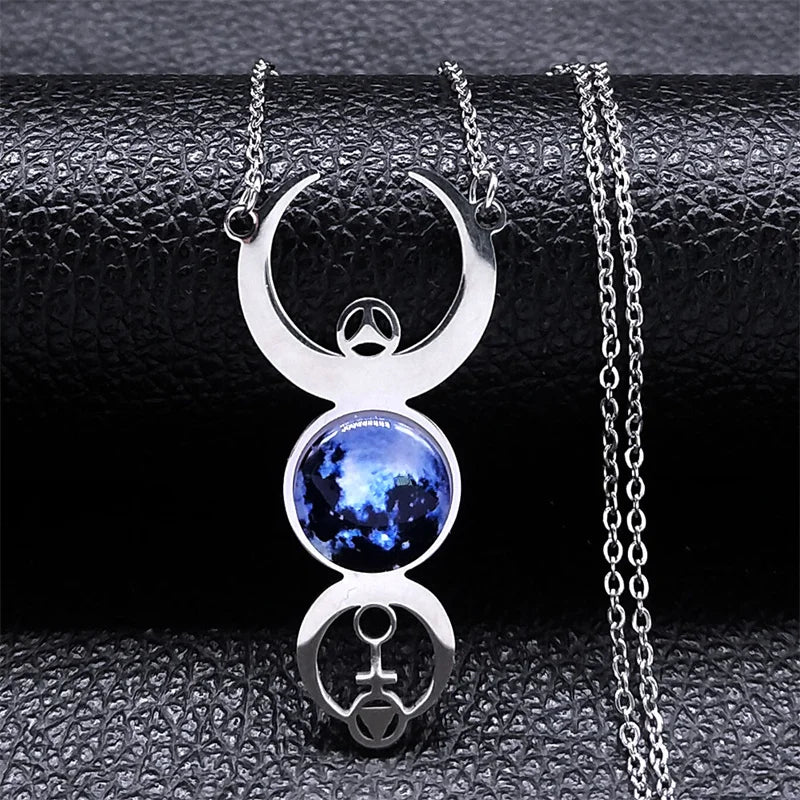 Witch Triple Moon Goddess Necklace