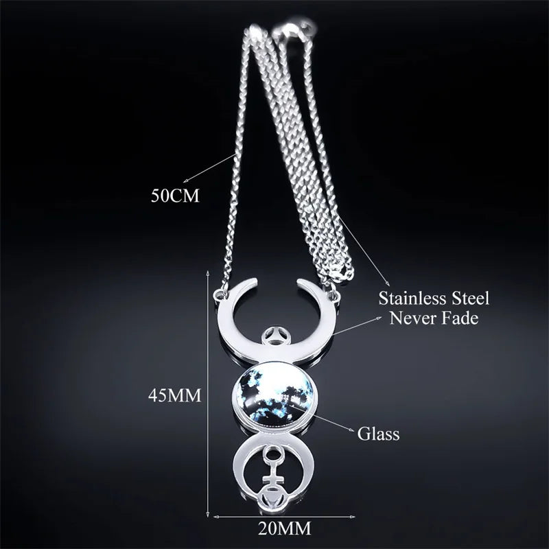 Witch Triple Moon Goddess Necklace