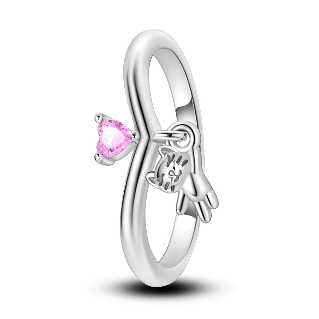 925 Sterling Silver Star Moon Closed Ring