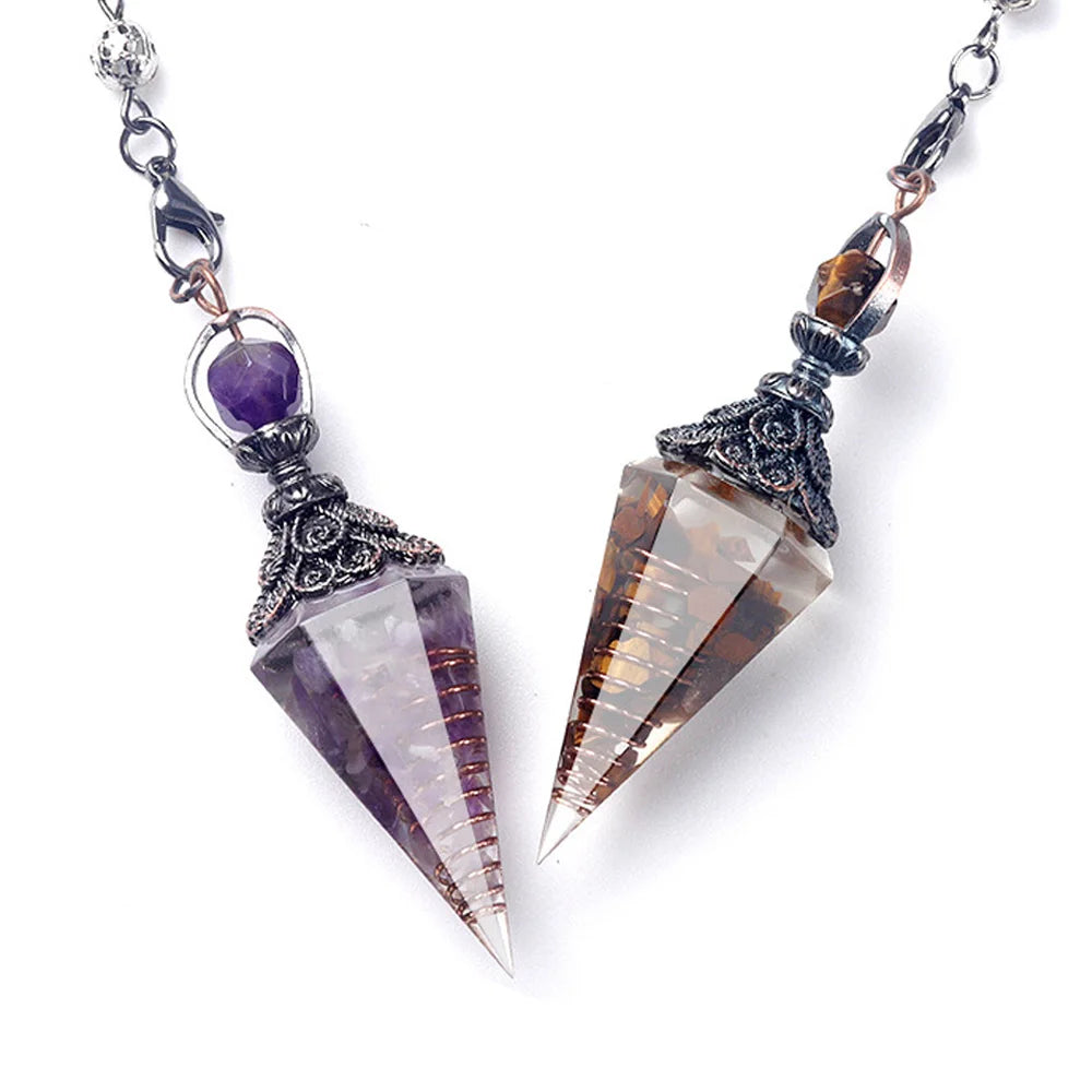 Natural Stone Crystal Pendulum Necklaces
