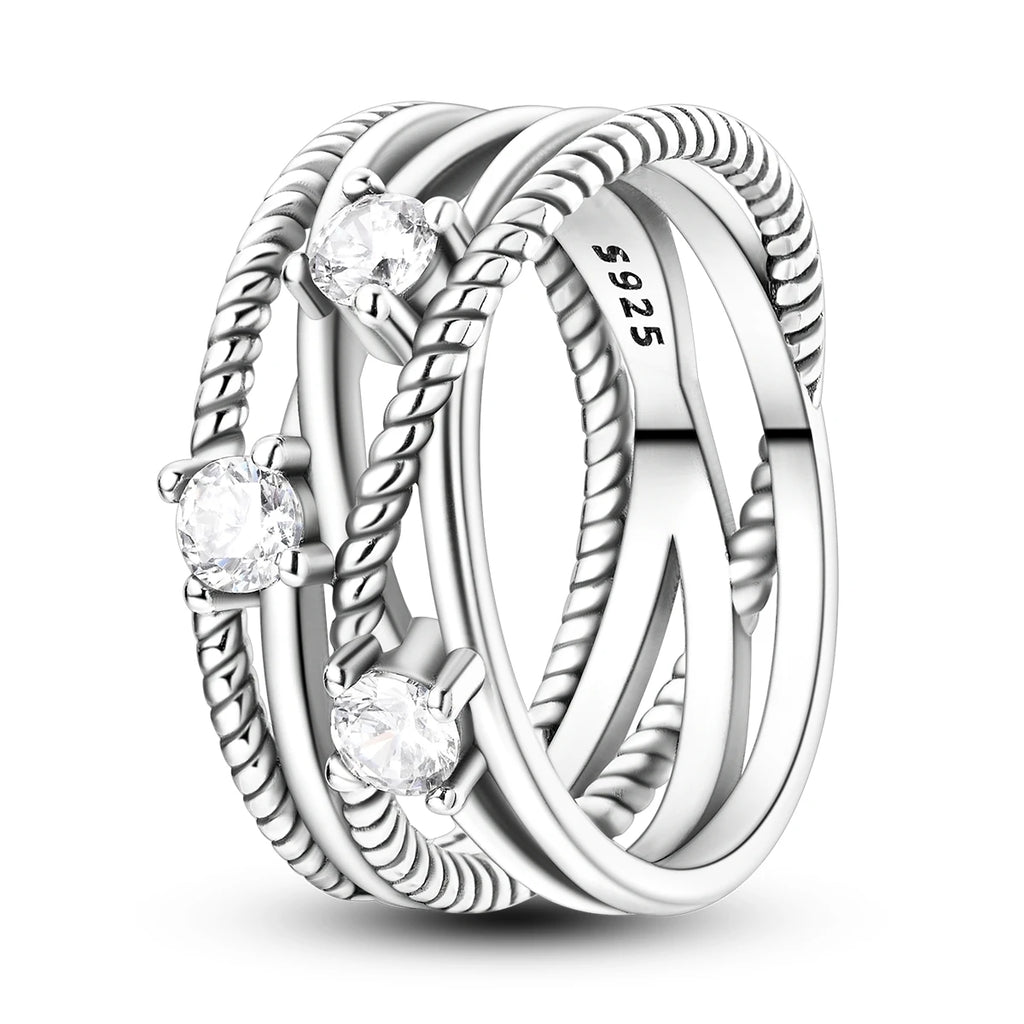925 Sterling Silver Star Moon Closed Ring