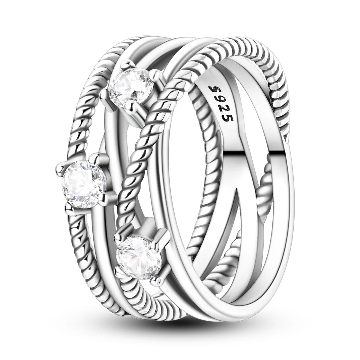 925 Sterling Silver Star Moon Closed Ring